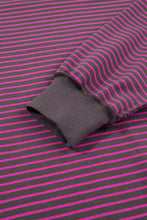 Load image into Gallery viewer, Blue Stripe Ribbed Patchwork Mock Neck Baggy Pullover Matching Shorts Set