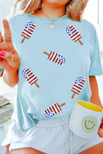 Load image into Gallery viewer, Light Blue Patriotic Sequin Popsicle T Shirt