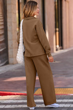 Load image into Gallery viewer, Gray Solid Color V Neck Top and High Waist Pants Set