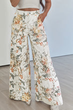 Load image into Gallery viewer, Beige Vintage Style Floral Print High Waist Wide Leg Jeans