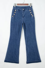 Load image into Gallery viewer, Ashleigh Blue Golden Button Detail Rolled Edge Flare Leg Jeans