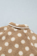 Load image into Gallery viewer, Khaki Polka Dot Faux Fur Metal Button Placket Shift Silhouette Jacket