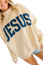 Load image into Gallery viewer, Yellow Jesus Slogan Stand Neck Long Sleeve Oversized Tunic Plus Size Sweatshirt