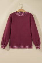Load image into Gallery viewer, Dark Blue Colorblock Polka Dot Contrast Trim Oversized Sweatshirt