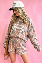 Load image into Gallery viewer, Multicolour Howdy Camouflage High Neck Long Sleeve Top and Shorts Set
