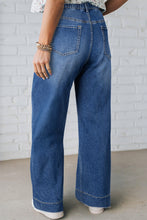 Load image into Gallery viewer, Dark Blue Acid Wash Contrast Lace-up Plus Size Jeans