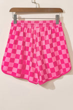 Load image into Gallery viewer, Black Checkered Drawstring Elastic Waist Casual Shorts
