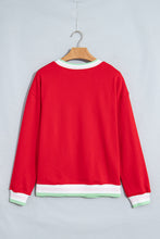Load image into Gallery viewer, Racing Red Contrast Striped Trim Baggy Pullover Sweatshirt