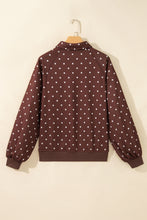 Load image into Gallery viewer, Pink Polka Dot Print Metal Button Collar Casual Pullover Sweatshirt