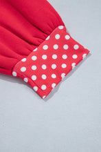 Load image into Gallery viewer, Red Colorblock Polka Dot Contrast Trim Oversized Sweatshirt