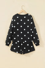 Load image into Gallery viewer, Red Polka Dot Raw Hem Relaxed Pullover Loose Skort Two Piece Set