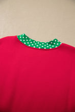Load image into Gallery viewer, Red Colorblock Polka Dot Contrast Trim Oversized Sweatshirt