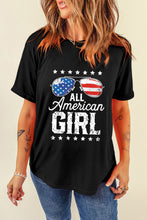 Load image into Gallery viewer, Black Stars and Stripes Glasses Slogan Graphic T Shirt