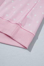 Load image into Gallery viewer, Pink Polka Dot Print Metal Button Collar Casual Pullover Sweatshirt