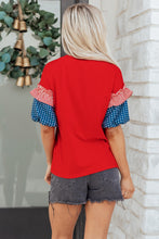 Load image into Gallery viewer, Fiery Red Stars Stripes Short Puff Sleeve Top