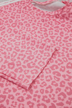 Load image into Gallery viewer, Pink Leopard Print Varsity Striped Detail 3/4 Sleeve Top Shift Pant Set