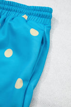 Load image into Gallery viewer, Blue Polka Dot Hooded Drawstring Long Sleeve Plus Size Set