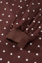 Load image into Gallery viewer, Pink Polka Dot Print Metal Button Collar Casual Pullover Sweatshirt