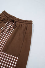 Load image into Gallery viewer, Red Color Block Plaid Patchwork Long Sleeve Pullover Wide Leg Pant Set