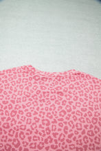 Load image into Gallery viewer, Pink Leopard Print Varsity Striped Detail 3/4 Sleeve Top Shift Pant Set