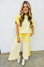 Load image into Gallery viewer, Yellow Color Block Patchwork Polka Dot Wide Leg Pant Set