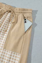 Load image into Gallery viewer, Red Color Block Plaid Patchwork Long Sleeve Pullover Wide Leg Pant Set