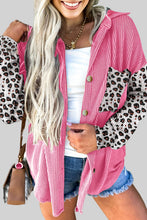 Load image into Gallery viewer, Rose Red Leopard Patched Twisted Ribbed Western Casual Shacket