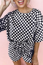 Load image into Gallery viewer, Black Checkered Top and Short Casual 2pcs Set