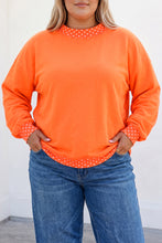 Load image into Gallery viewer, Orange Polka Dot Patchwork Round Neck Plus Size Sweatshirt