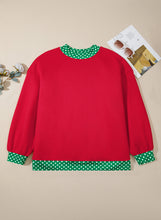 Load image into Gallery viewer, Orange Polka Dot Patchwork Round Neck Plus Size Sweatshirt