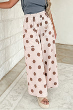 Load image into Gallery viewer, Brown Polka Dot Wide Leg Elastic Waist Casual Pants