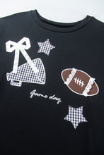 Load image into Gallery viewer, Black Rugby Game Day Patchwork Graphic Plus Size Sweatshirt