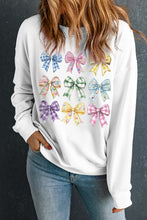Load image into Gallery viewer, White Easter Eggs Plaid Bow Graphic Drop Shoulder Sweatshirt