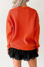 Load image into Gallery viewer, Orange Drop Shoulder Long Sleeve Round Neck Halloween Sweater