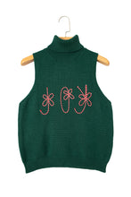 Load image into Gallery viewer, Evergreen High Neck Sleeveless Embroidered Knit Sweater Vest
