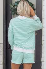 Load image into Gallery viewer, Red Stripe Oversize Mock Neck Sweatshirt and Shorts Set