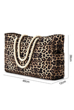 Load image into Gallery viewer, Coffee Leopard Print Rope Straps Large Travel Shopping Bag