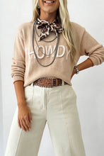 Load image into Gallery viewer, Parchment Corder HOWDY Letter Graphic Crew Neck Relaxed Sweater