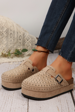 Load image into Gallery viewer, Parchment Rivet Buckle Closed Toe Platform Slippers