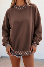 Load image into Gallery viewer, Red Colorblock Polka Dot Contrast Trim Oversized Sweatshirt