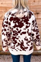Load image into Gallery viewer, Brown Western Print Cow Pattern Long Sleeve Round Neck Pullover Knitwear Sweater