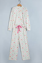 Load image into Gallery viewer, White Long Sleeve Patchwork Shift Christmas Daily Wear Lounge Set