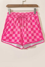 Load image into Gallery viewer, Black Checkered Drawstring Elastic Waist Casual Shorts