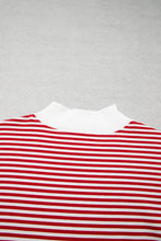 Load image into Gallery viewer, Red Stripe Oversize Mock Neck Sweatshirt and Shorts Set