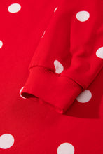 Load image into Gallery viewer, Red Polka Dot Raw Hem Relaxed Pullover Loose Skort Two Piece Set