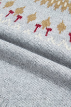 Load image into Gallery viewer, Gray Geometric Detail Round Neck Winter Sweater