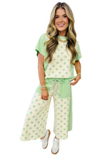 Load image into Gallery viewer, Yellow Color Block Patchwork Polka Dot Wide Leg Pant Set