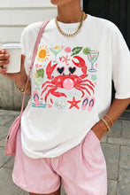 Load image into Gallery viewer, White Summer Vacation Crab Graphic Tee