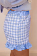 Load image into Gallery viewer, Pink Gingham Print Ruffle Striped Detail Lace Tie Shorts