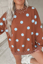Load image into Gallery viewer, Pink Polka Dot Print Contrast Detail Oversized Tunic Sweatshirt